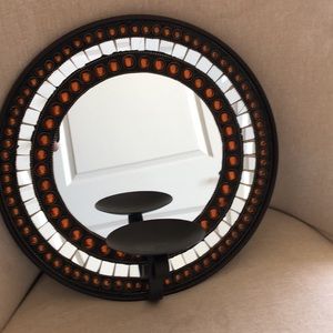 Round Mirror With Candle Holder